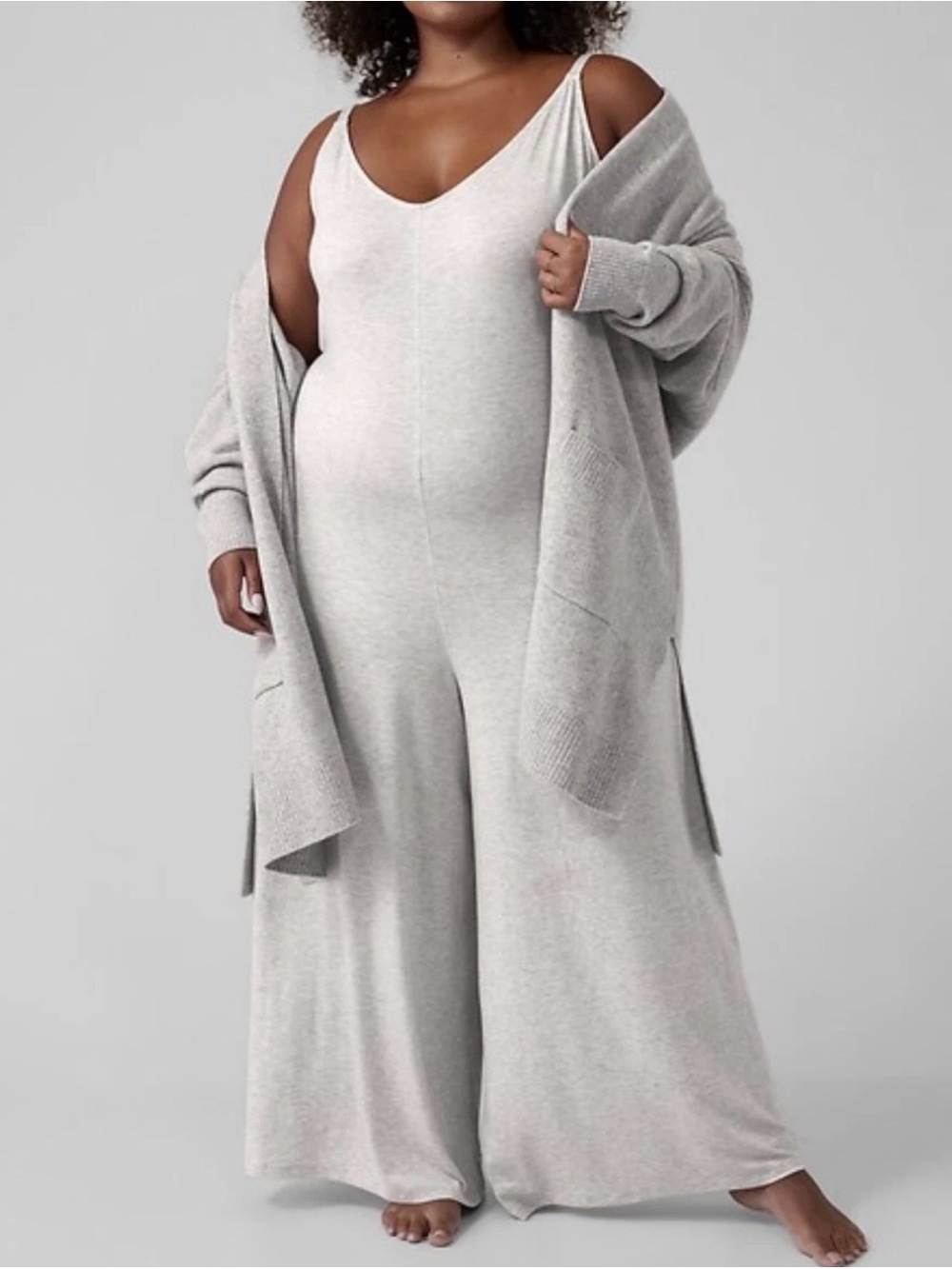 ATHLETA WOMEN'S HEATHER GREY V-NECK NIGHTTIME BLISS SLEEP ROMPER PLUS Sz 2x